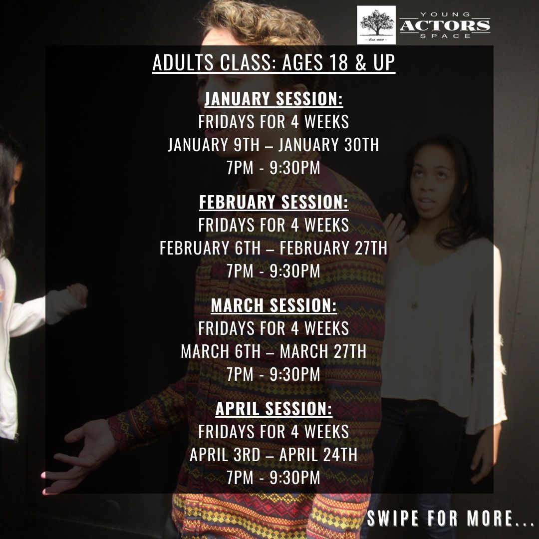YoungActorsSpc's tweet image. Registration for our Winter 2026 Acting Classes is open! Join our expert instructors as we explore the joys of acting with improvisation, scene study, and on-camera technique. 

#actor #childactor #actingclass #improv #scenestudy #oncamera #relaxlistenreact #yas #youngactorsspace
