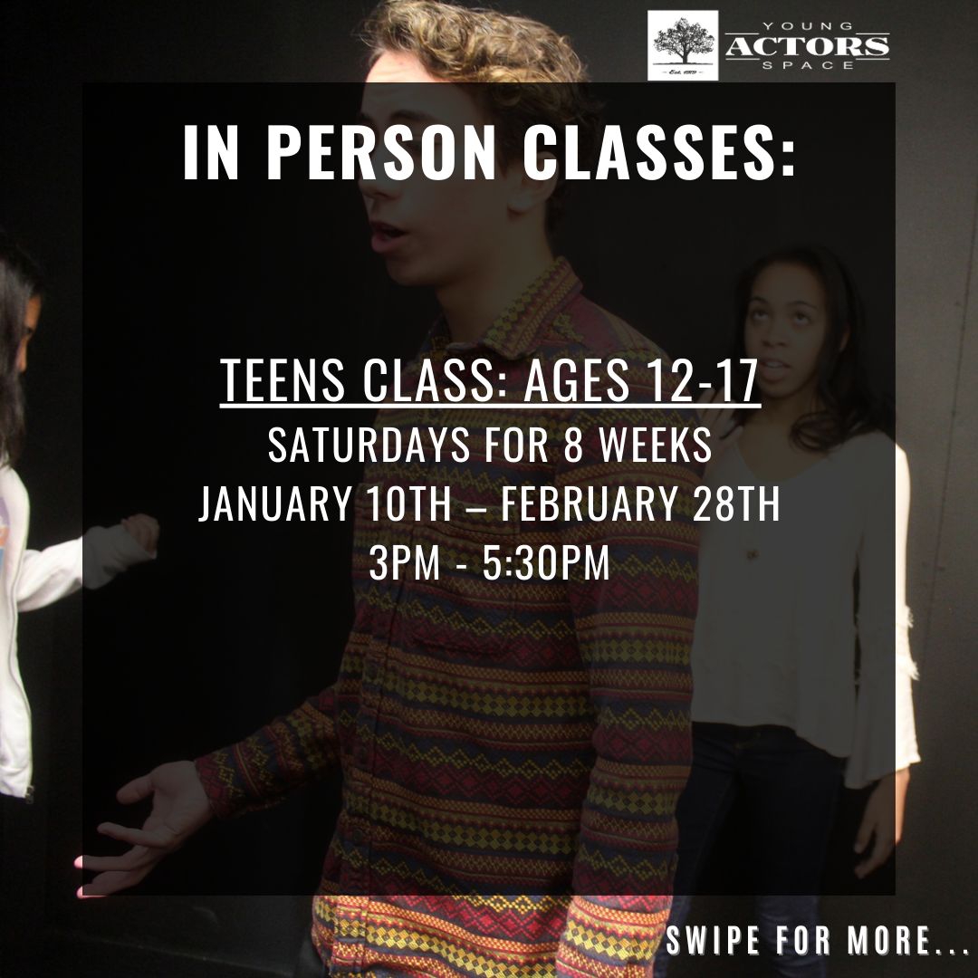 YoungActorsSpc's tweet image. Registration for our Winter 2026 Acting Classes is open! Join our expert instructors as we explore the joys of acting with improvisation, scene study, and on-camera technique. 

#actor #childactor #actingclass #improv #scenestudy #oncamera #relaxlistenreact #yas #youngactorsspace