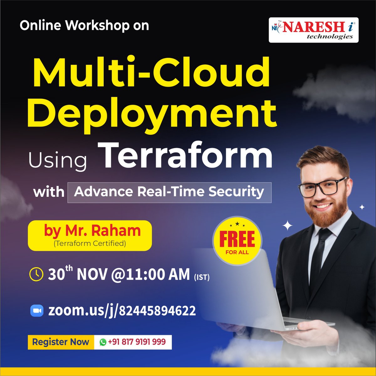 nareshitech's tweet image. ☁️🚀 Want to master Multi-Cloud Deployment the right way?
👉 Register Now: t.ly/FWSMC-29D

🎓 Trainer: Mr. Raham (Terraform Certified)
📅 Date: 30th Nov 2025
⏰ Time: 11:00 AM (IST)

#NareshIT #DevOpsTraining #MultiCloud #CloudComputing #AWS #Azure #GCP #CloudSecurity