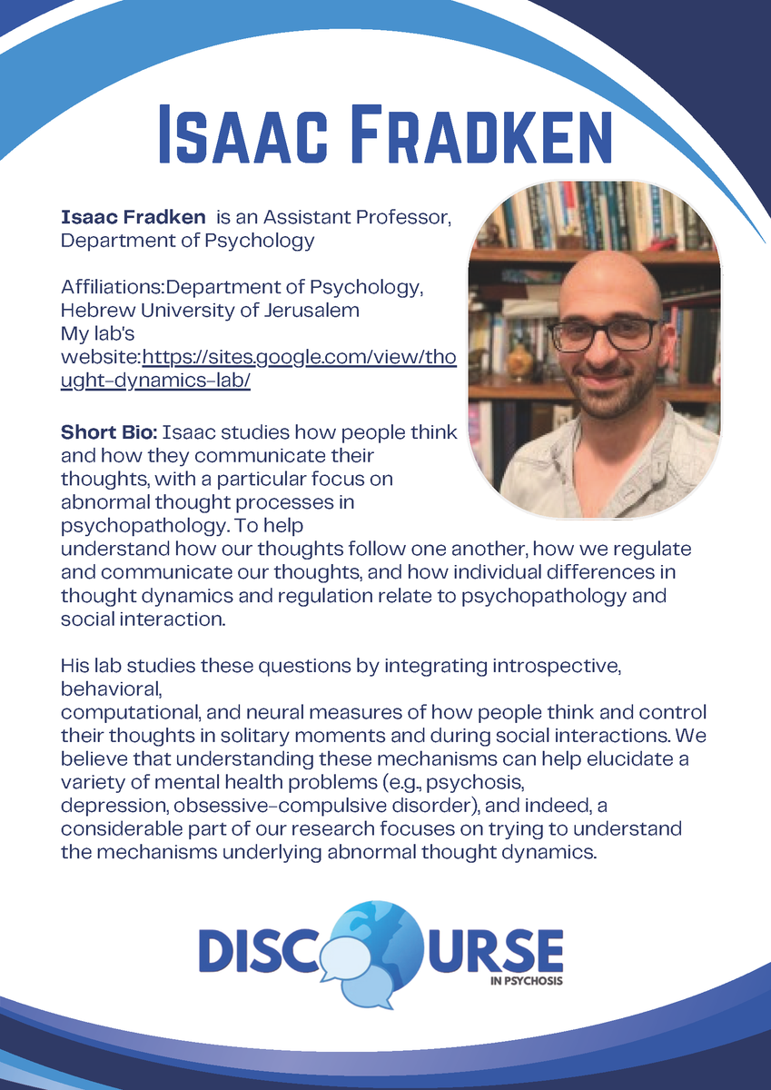 RuiHe_'s tweet photo. 💡Don't miss the sixth #DISCOURSE seminar of 2025!
🗓️November 28, 8:30-9:30 AM EST.
🗣️Isaac Fradkin will discuss theory-driven analysis of natural language processing measures of thought disorder. @discourseinpsy

Link: https://t.co/FS4pYh8k9o

#discourseconsortium #psychosis https://t.co/bQslEbPsev