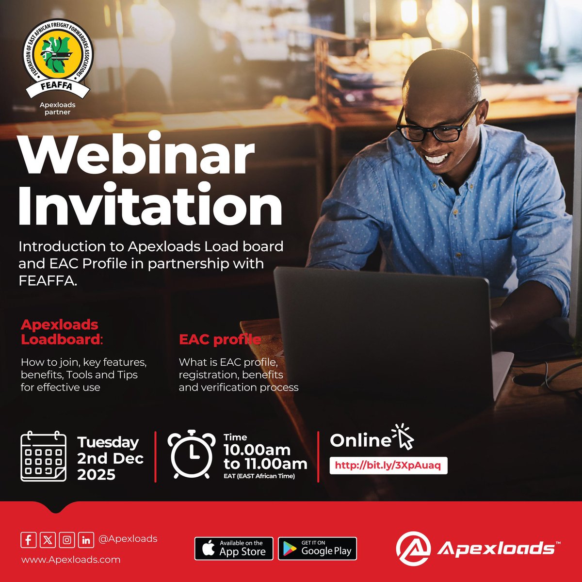 In partnership with Federation of East African Freight Forwarders Associations @feaffa1 we have something good for you! 

Before you face your day, check this out and share widely! 👇🏿👇🏿👇🏿

Register NOW! 👉🏾 bit.ly/3XpAuaq