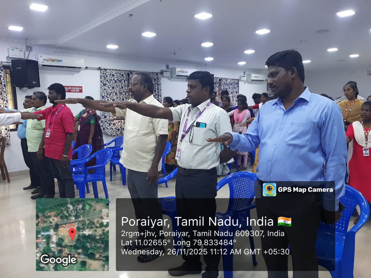 NSS Units of TBML College, Porayar proudly observed "Constitution Day 2025"
150 students &amp; staff members took the Constitution pledge and reaffirmed their commitment to national values.
<a href="/YASMinistry/">YAS Ministry</a> <a href="/_NSSIndia/">NSS India</a> <a href="/PMOIndia/">PMO India</a> <a href="/OfficeOf_MM/">Office of Dr Mansukh Mandaviya</a> <a href="/rakshatai_team/">Rakshatai Khadse</a> <a href="/CMOTamilnadu/">CMOTamilNadu</a> <a href="/mygovindia/">MyGovIndia</a>