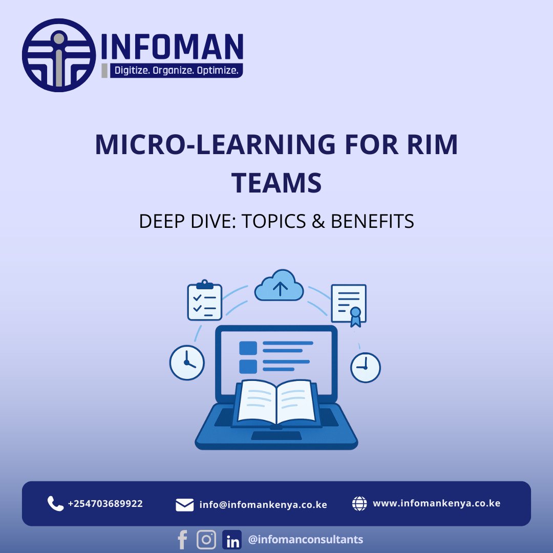 Infoman_kenya's tweet image. Short lessons. Stronger teams.
Infoman’s Micro-Learning Series boosts skills in minutes, not hours.
infomankenya.co.ke

#MicroLearning #InfomanKenya #RIMTraining
