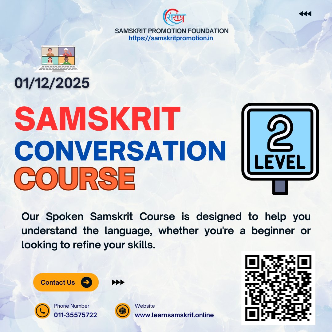 adhyapanam's tweet image. Samskrit Conversation Skills
Enroll - learnsamskrit.online/level-2

Course Overview:
Samskrit Conversation Skills course empowers learners to communicate effectively in Sanskrit, fostering a deeper connection with India&apos;s rich cultural heritage.

#conversationinsanskrit #sanskrit
