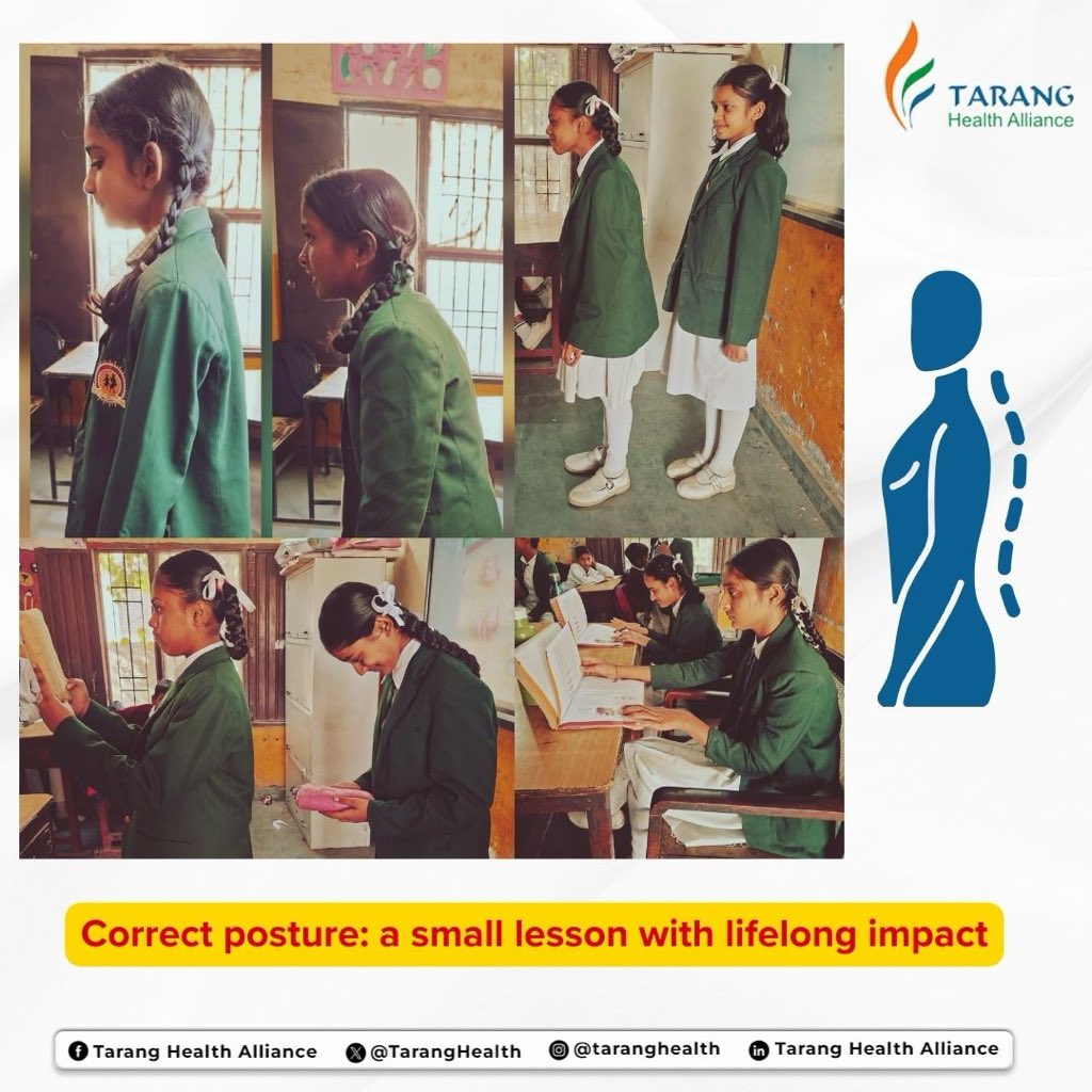 Students at Government Model Sanskriti Senior Secondary School, Sector 20, Panchkula, learned the importance of maintaining correct #posture, a small habit that makes a big difference to lifelong #health and confidence.

#SchoolHealth #TarangHealthAlliance