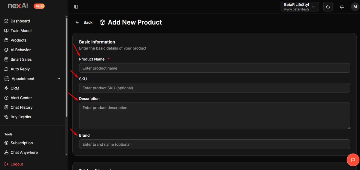 Nexai_chat's tweet image. NexAI’s new product management makes adding, pricing, and tracking products easy. Stock updates automatically, keeping your e-commerce store organized and seamless. Just follow the steps. 
#NexAI #AIChatbot #DigitalBangladesh #ArtificialIntelligence #BusinessAutomation