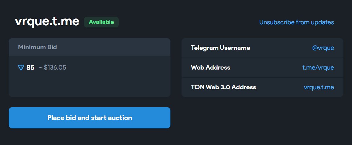 username_tg's tweet photo. @vrque is available, if you want to bid👇
https://t.co/G6WDXKnLPC

#TON $TON #TONCommunity #CryptoMarket #CryptoRecovery  #Collectibles #NFTCollection #Telegram https://t.co/wsmRVDFxhL