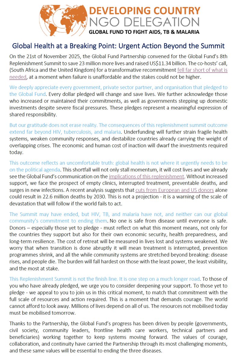 DevelopingNGOs's tweet image. Our statement on the @GlobalFund 8th Replenishment is accessible developingngo.org/?p=2061&amp;amp;previe… US$11.34B was raised, but the shortfall puts lives, systems &amp;amp; progress at risk. Those yet to pledge @MOFAKuwait @KuwaitFund
this is the moment. Millions of lives depend on it.
@yoli84
