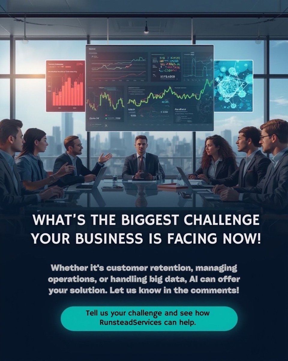 runsteadai's tweet image. What’s holding your business back? Whether it’s customer retention, operational challenges, or big data management, AI from RunsteadServices can unlock the solutions you need. Drop your challenge in the comments!

#RunsteadServices #AIForBusiness #BusinessSolutions #TechDriven