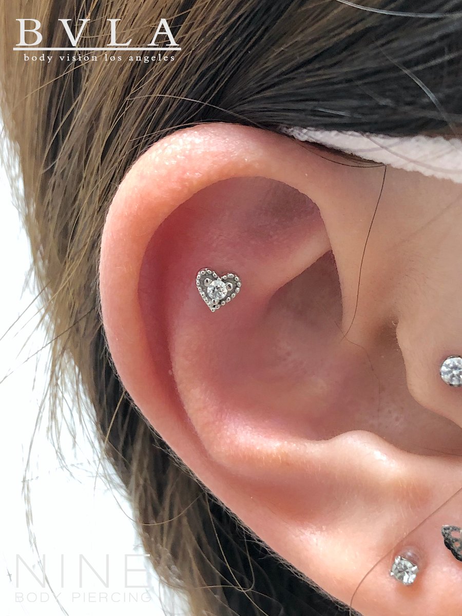 Over 3 Months Old Helix with BVLA White Gold 4.5mm Heart Harlequin