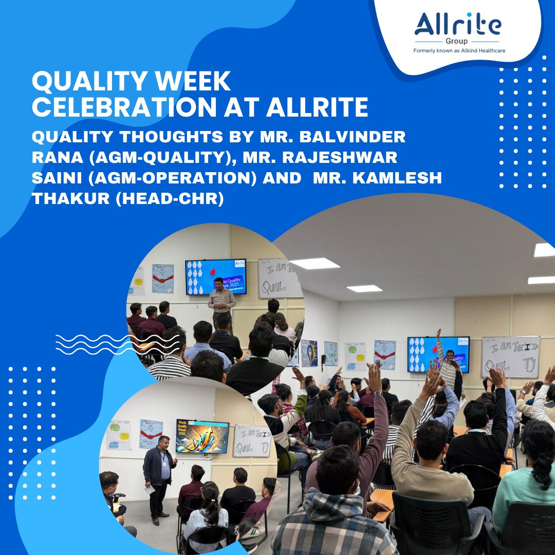 AllriteGroup's tweet photo. Celebrating Quality Week at Allrite Group! 

Empowering ideas shared by our leaders from Quality, Operations &amp; CHR — reminding us that quality isn’t inspected at the end, it’s built into every step. 

#AllriteGroup #QualityWeek #QualityCulture #HealthcareExcellence https://t.co/SfdazxqoMx