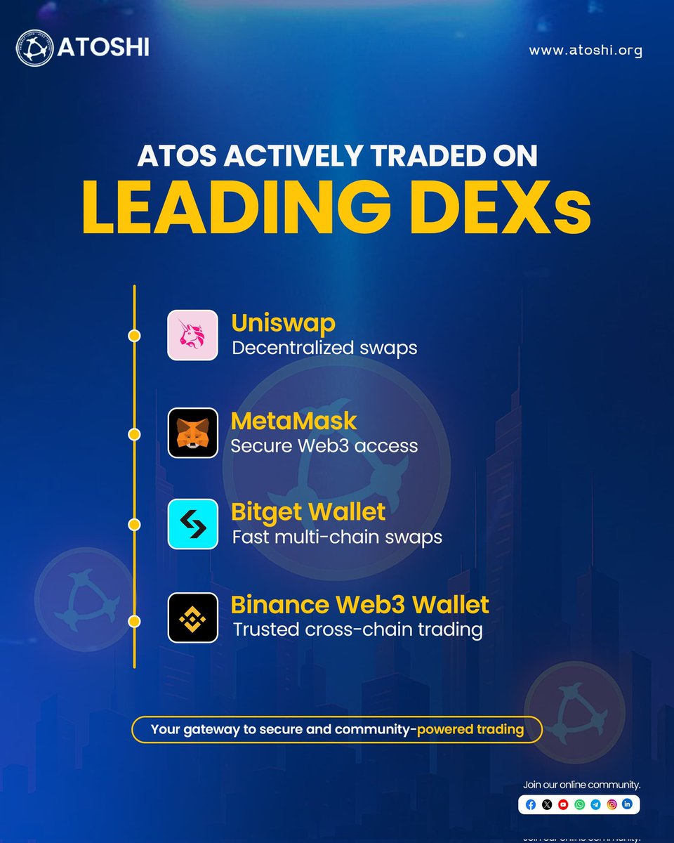 atoshiofficial's tweet image. ATOS is live across major DEXs. Secure, fast, and community-driven.
Swap smart. Trade free. Own your future.

— Team ATOSHI
🌐 Mining Made Simple. Powered by Community.