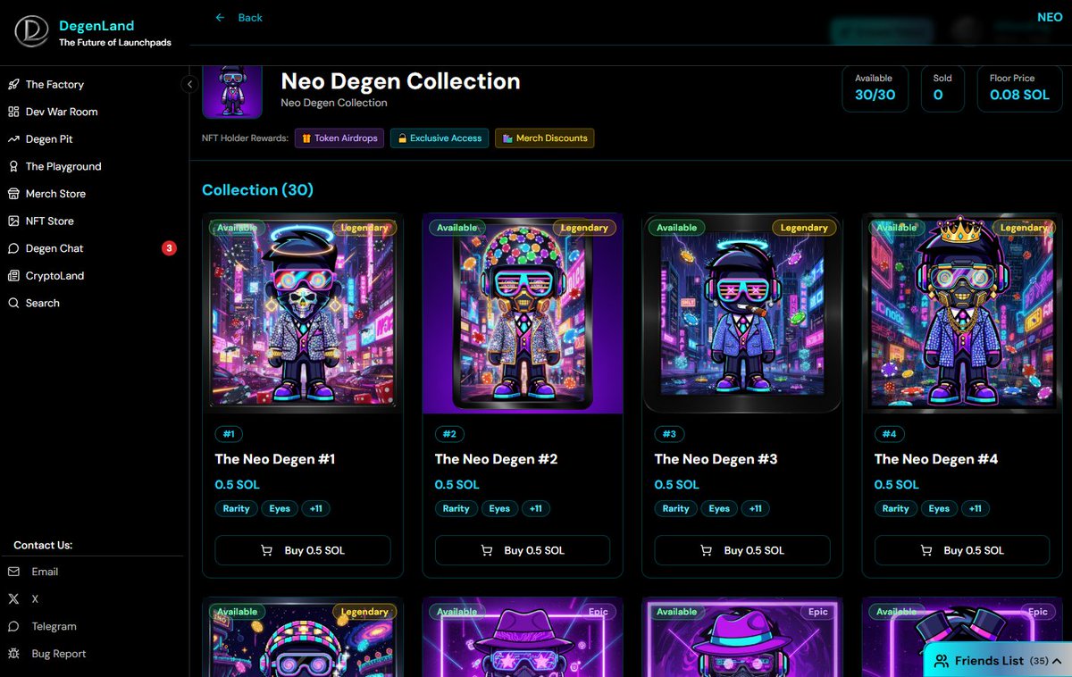 degenlanddev's tweet image. Sneak Peek #7:  Auto Generated NFT&apos;s @ Token launch for every project that launches on Degenland.  

Free and you can sell them on your own NFT Marketplace to your community with 80% Revenue going to Creator.

#NFT #Sol #launchpad #degens