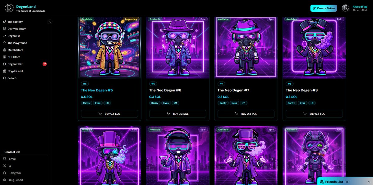 degenlanddev's tweet image. Sneak Peek #7:  Auto Generated NFT&apos;s @ Token launch for every project that launches on Degenland.  

Free and you can sell them on your own NFT Marketplace to your community with 80% Revenue going to Creator.

#NFT #Sol #launchpad #degens