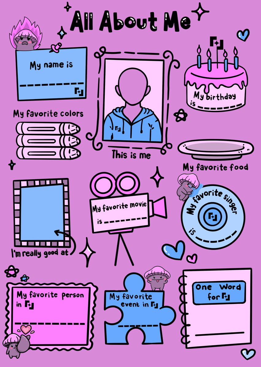 0xalynee's tweet image. Made a new trend: ‘All About Me’ template for everyone!
Fill it in with your colors, favs, doodles, whatever feels ‘you.’
Can’t wait to see all the versions you come up with.
Show me your masterpiece, Fairblock fam!💜

p.s don’t forget to tag me on your post, so i can interact…