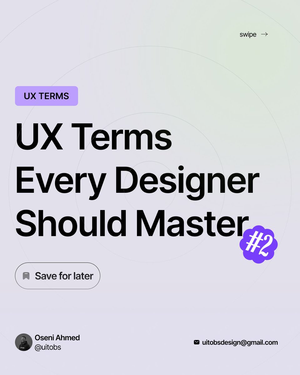 uitobs's tweet image. UX Terms Every Designer Should Know - PART 2

#UIDesign #UXDesign #DesignPractice #ProductDesign #DailyUI #UXTerms #UIUX