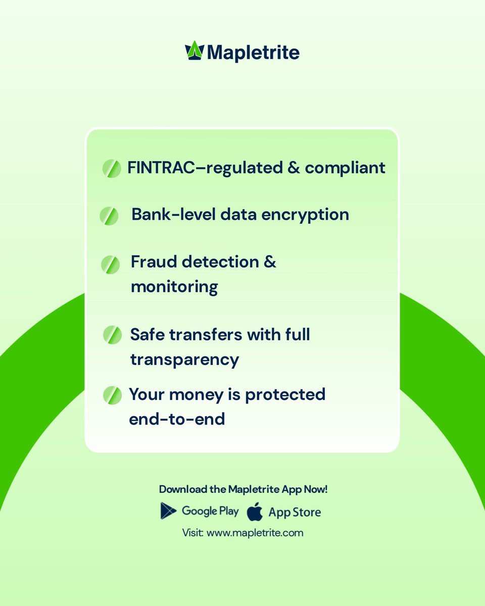 mapletrite's tweet photo. Your safety isn’t optional, it’s our priority.
Mapletrite protects every transfer with bank-grade encryption and advanced fraud monitoring, giving you secure, seamless transactions from anywhere in the world.
#Mapletrite #GlobalFinance #SecureTransfers #FintechSecurity https://t.co/EoCkcWUvSb