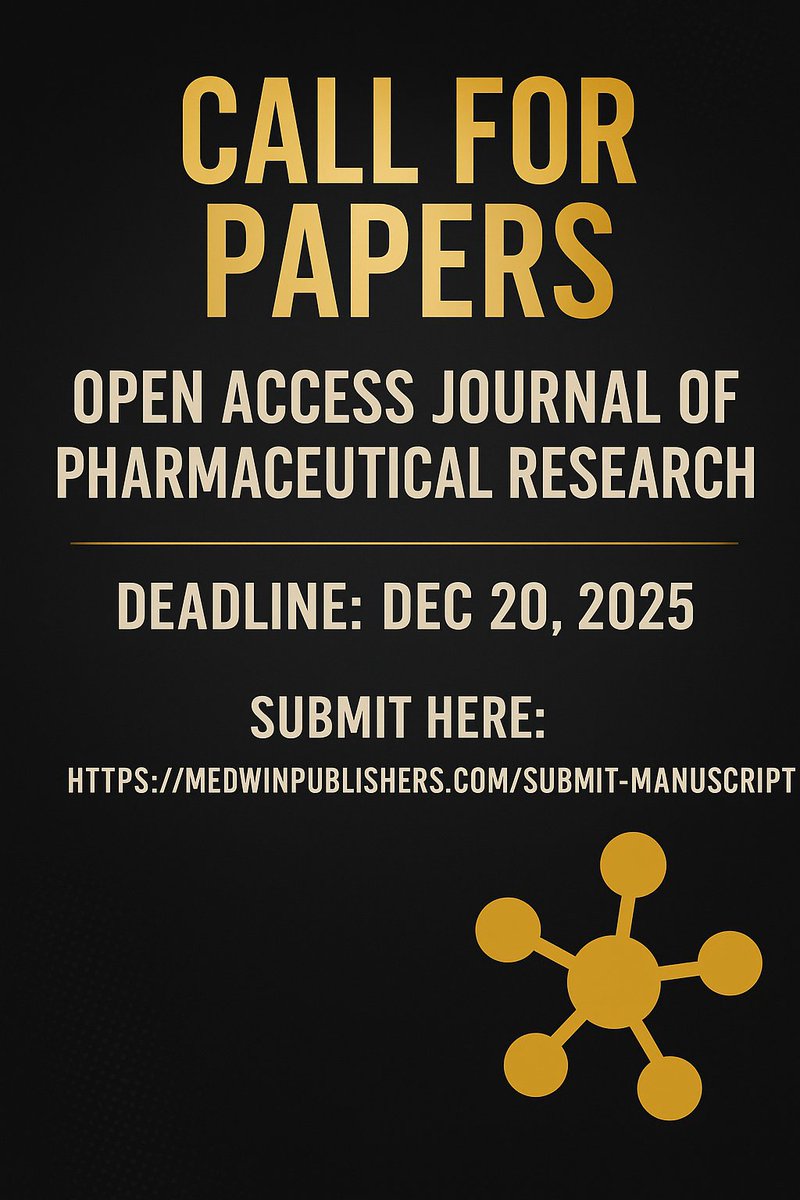 SylviaH35878's tweet image. 📢 Call for Papers!

Submit your research to our upcoming issue-original studies, reviews &amp;amp; emerging insights welcome.

Deadline: Dec 20, 2025
📩 Submit here: medwinpublishers.com/submit-manuscr…

#PharmaceuticalResearch #CallForPapers #OpenAccess #DrugDiscovery #RAndD #EarlyCareerResearchers