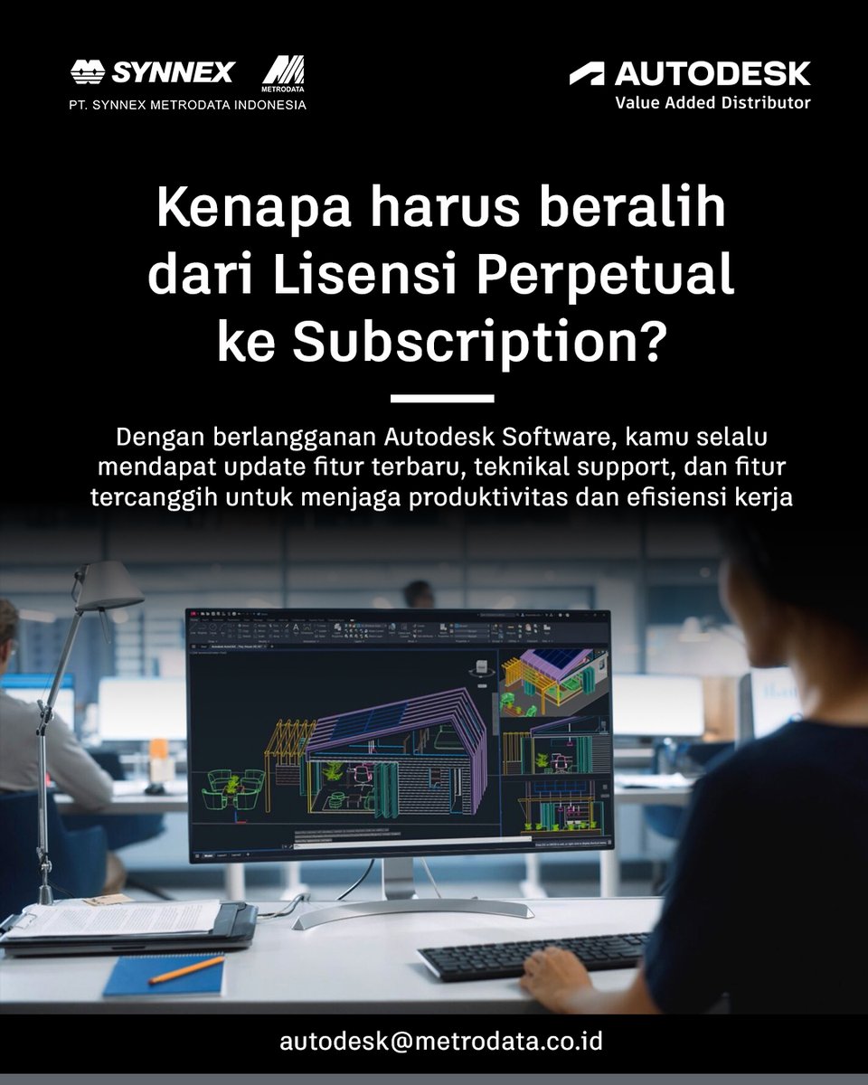 SynnexMetrodata's tweet image. Perpetual terlihat murah karena sekali bayar.
Tapi tanpa update &amp;amp; support, risikonya bisa jauh lebih mahal.

Saatnya beralih ke subscription—lebih aman, selalu up to date, dan siap untuk masa depan. 🚀

#Autodesk #AutoCAD #SynnexMetrodataIndonesia