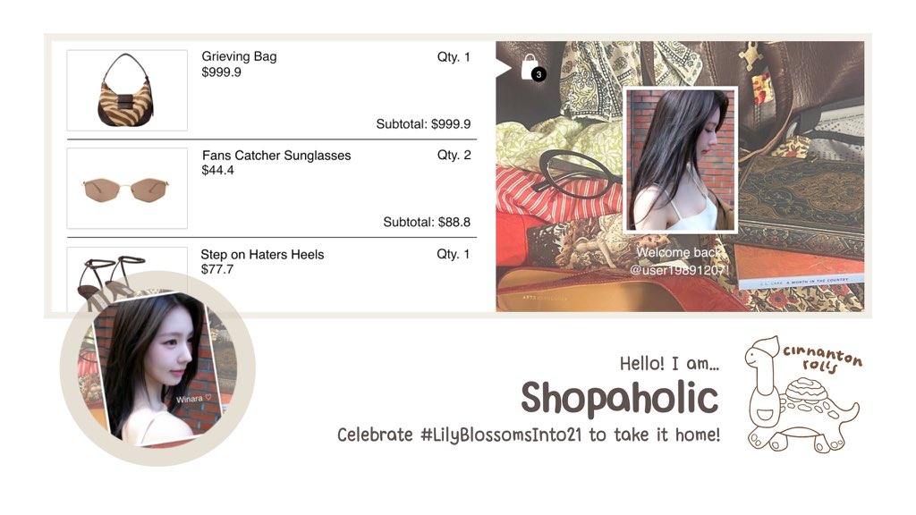 easypslove's tweet image. 💌__; rt if you want ‘SHOPAHOLIC’ from @cinnaramoroll