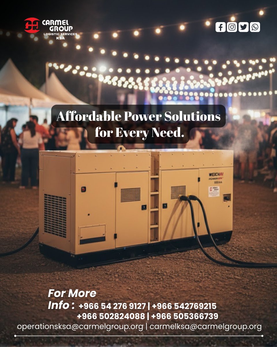 services95671's tweet image. WEICHAI 55 kVA Generator – Reliable Power for Every Need
📞 For More Info:
+966 54 276 9127
📧 operationsksa@carmelgroup.org                          
#WeichaiGenerator  #PowerSolutions #GeneratorRentalKSA  #ConstructionPower #BackupGenerator #DieselGenerator #Generatorrental