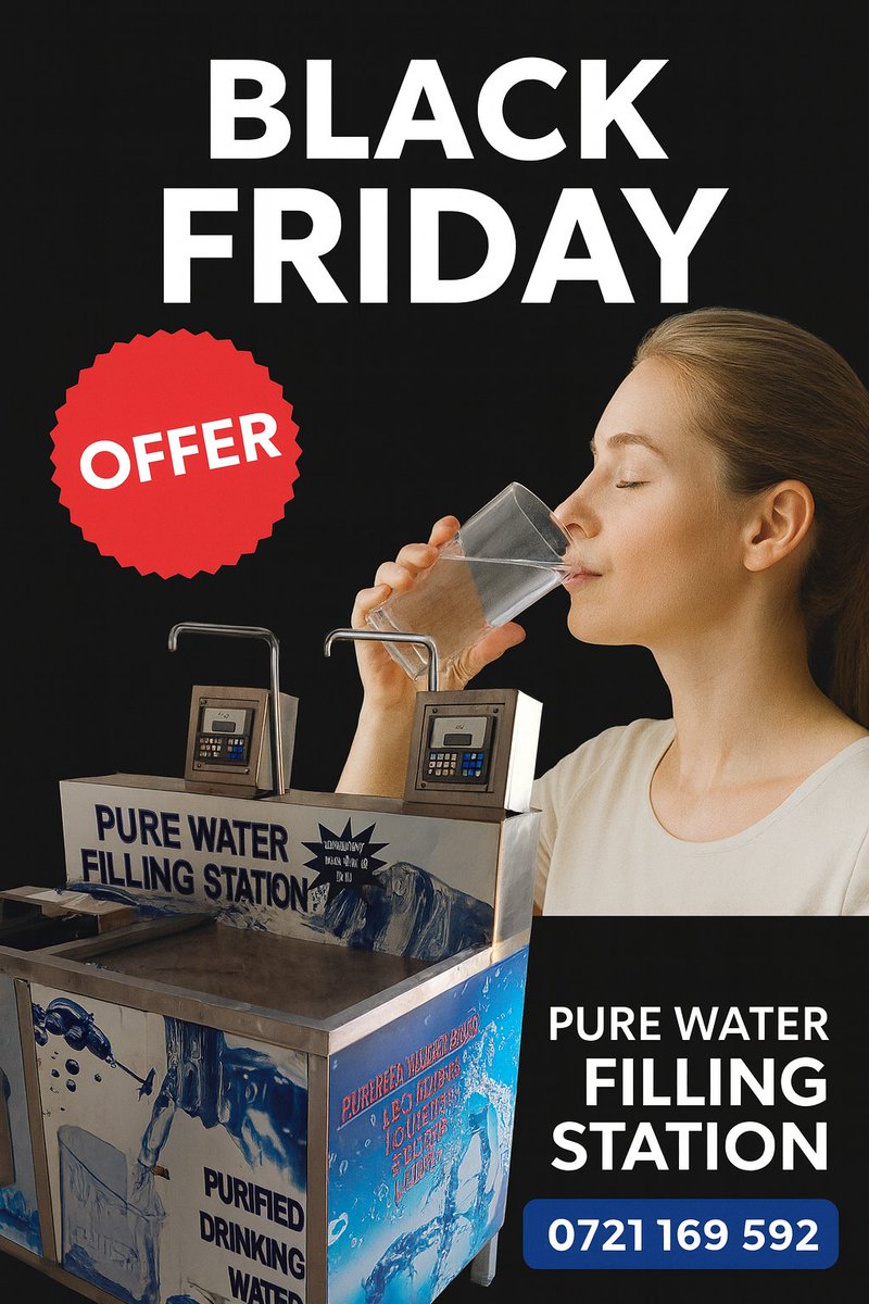 JamesMw60851110's tweet image. Are you intrested into vending water business?
We got amazing offers for you.
ATM Vending 
Contact us at 0721-169-592. 
Location : Juja Sewage.
#watertreatment #vendingmachinebusiness #reverseosmosis #waterpurifier #fyp