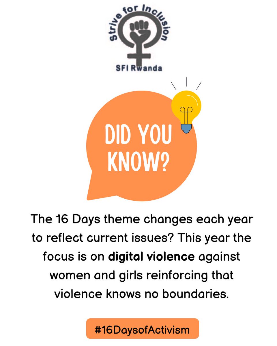 Did you know the 16 Days theme changes each year to reflect current issues? 
#EndGBV #SFIForHer #16DaysOfActivism