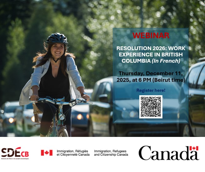 CanadaLebanon's tweet image. 📢 Don’t miss this special event for the Middle East on Dec 11!
Discover how British Columbia can broaden your horizons and offer you a unique international experience ➡️ bit.ly/4okAODb
#Canada #Webinar #Work #BritishColumbia
@SDECB