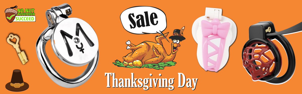 chastitycage_co's tweet photo. So much to be thankful for... including this sale. https://t.co/nyyQUL1Ebq #ThanksgivingSale #ChastityCage #ChastityCommunity #LimitedOffer #BlackFriday https://t.co/GYII2n0pcB