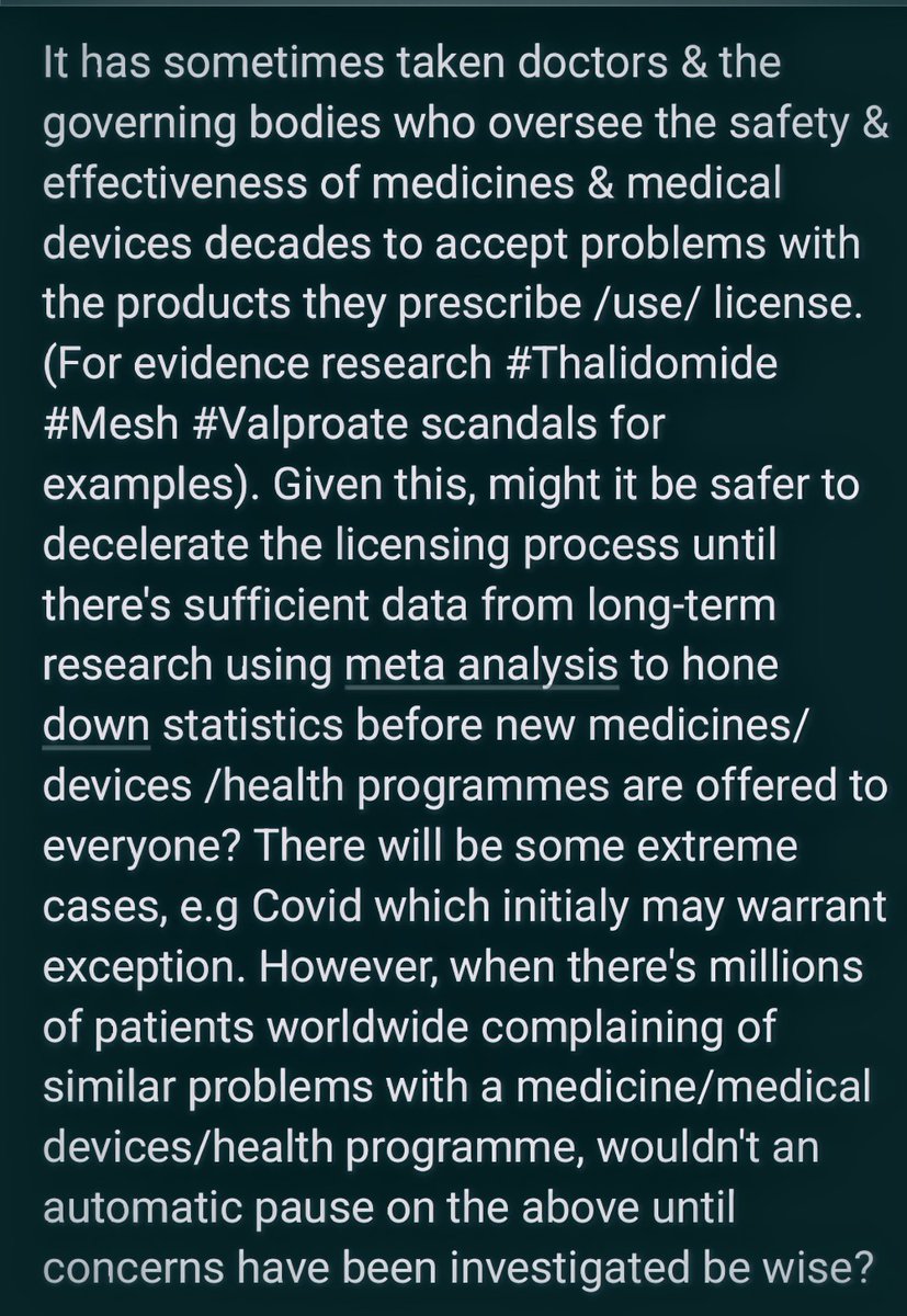 LouiseWhitemesh's tweet image. Regarding the Licensing &amp;amp; Use Of Medicines, Medical Devices &amp;amp; Health care Programmes E.g. Vaccination
#CovidVaccine #Mesh #Valproate #Primodos #PSSD #InfectedBlood