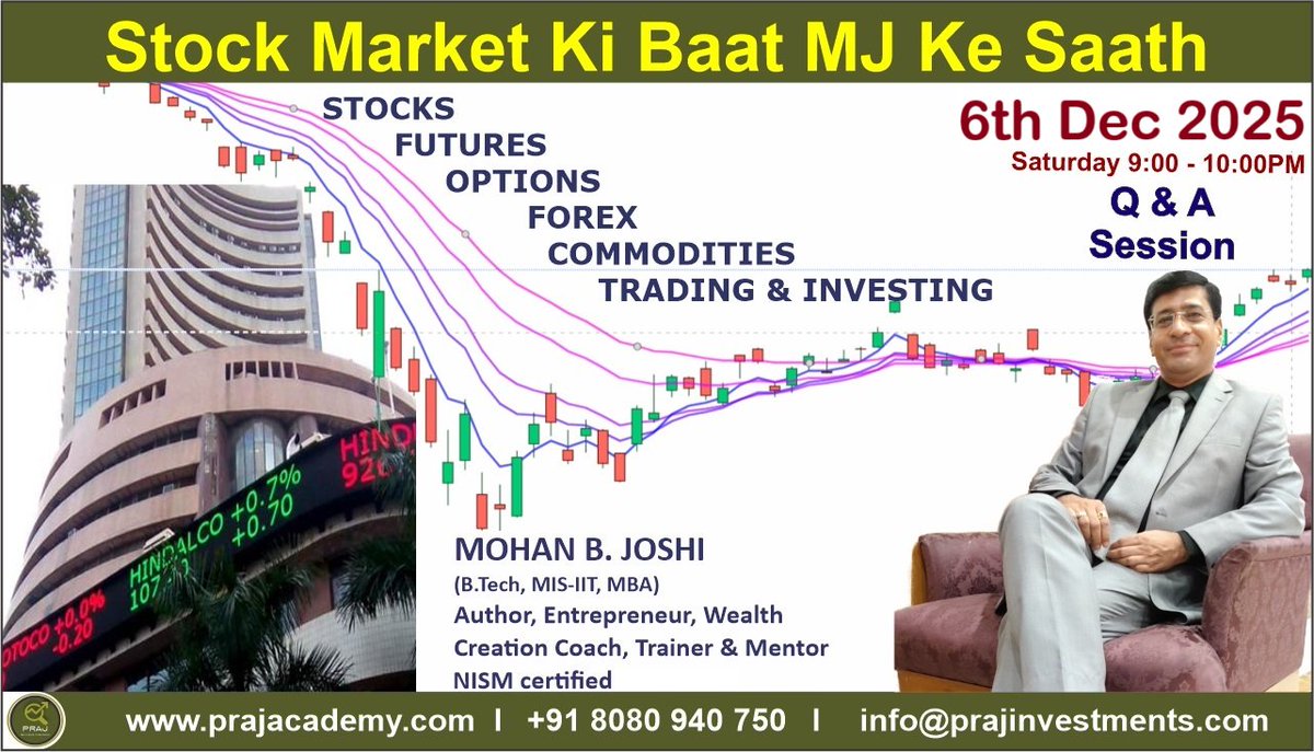 TraininginStock's tweet photo. "Stock Market Ki Baat MJ Ke Saath" on Saturday, 6th Dec, from 9:00 PM onwards.
Opportunity to get your questions answered.
Schedule yourself in advance and set a reminder 📷
Link for the live session - https://t.co/kNVKtkV23i
SET A REMINDER NOW!!! https://t.co/GRk68kyoQf