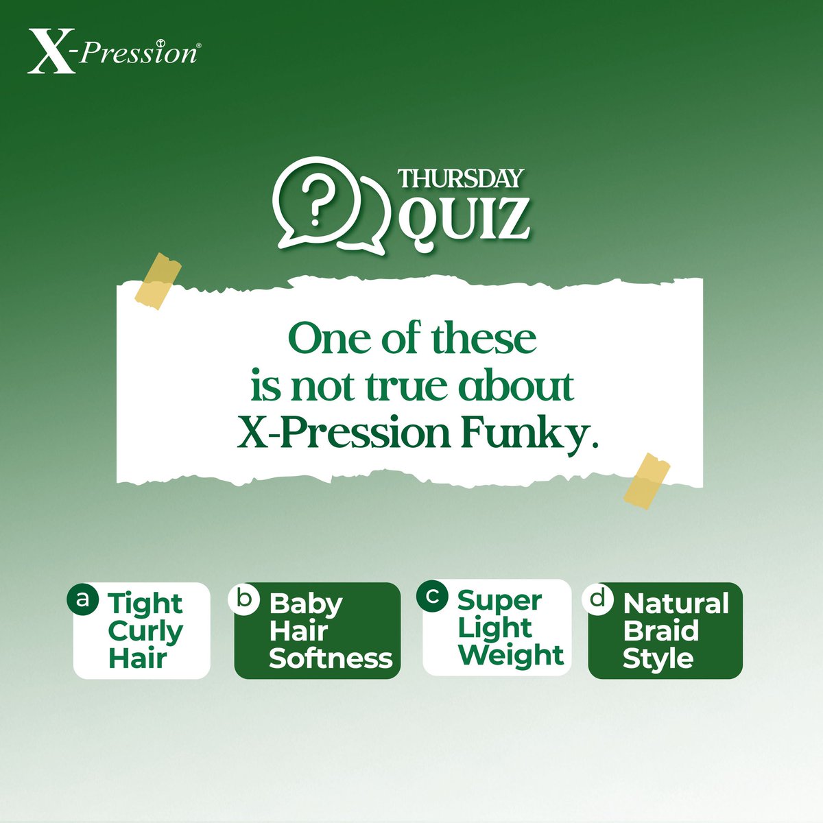 xp4you's tweet image. Thursdays are our quiz days 🙌.
Today&apos;s quiz is for lovers of X-Pression Funky.  3 winners 🏆 randomly selected will be gifted free X-Pression Funky, so let&apos;s get down to it 💪

Answer in the comments section 👇

#xp4you 
#xpression 
#xpressionhair 
#thursdayquiz 
#thursdayvibes