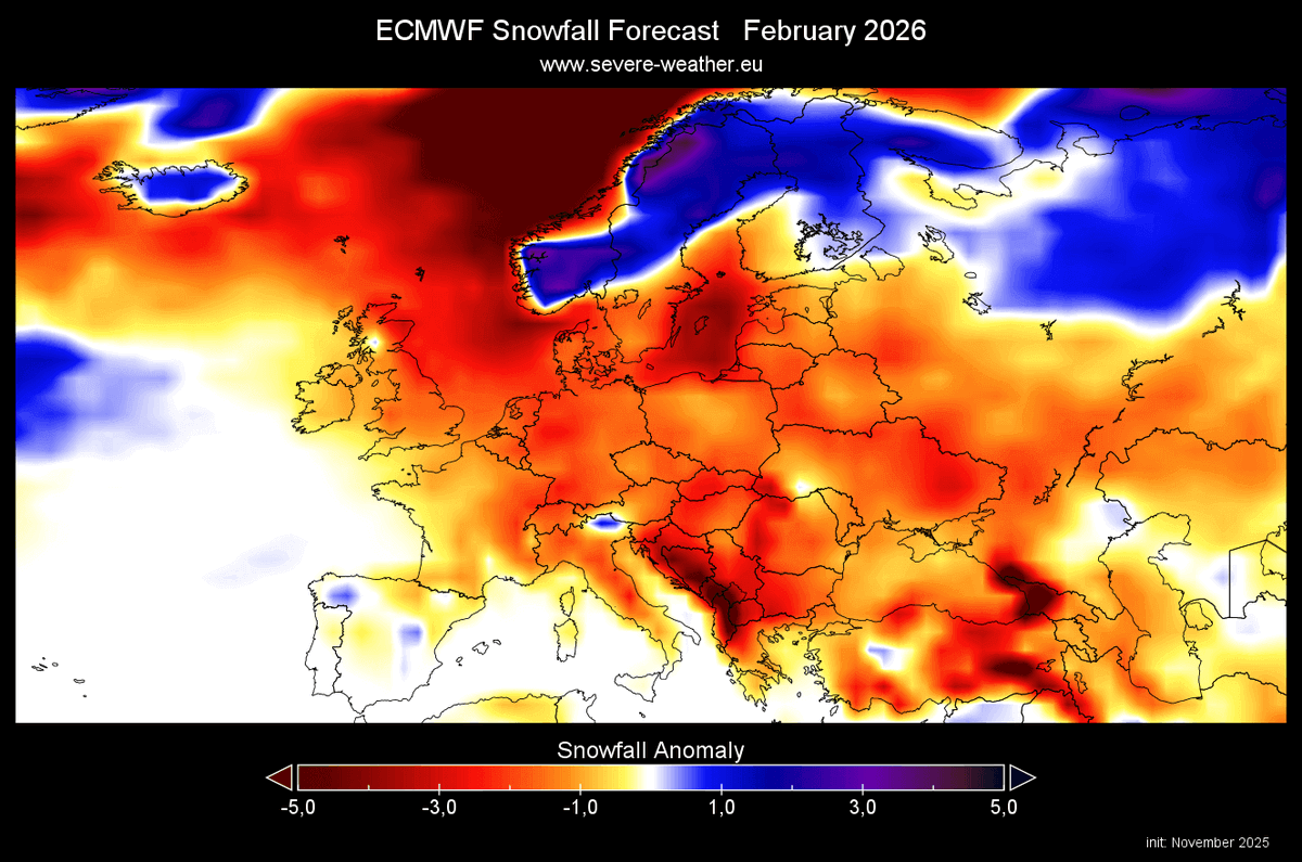 ssezenoglu's tweet photo. Ecmwf, İstanbul için özellikle ocak ve mart ayları için kar yağışı ihtimallerini arttırmış görünüyor.  Geçmiş yıllar istatistiklerine göre; Aralık 20'den sonra, belki yılbaşı da olsa bir karlı sistem, Ocak'ta 22-24, şubatta 9-10 ve 17-20 arası, martta 2. hafta şanslı tarihler. https://t.co/43mP2xWzAJ