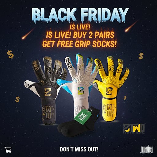 "Unleash your full potential this Black Friday! ✨ Get ready to dominate the pitch with BTWO Goalkeeper Gloves. Buy any 2 pairs and we'll throw in a pair of premium grip socks for FREE! This exclusive deal won't last forever. Secure your advantage today!
#BTWOGloves #keepers