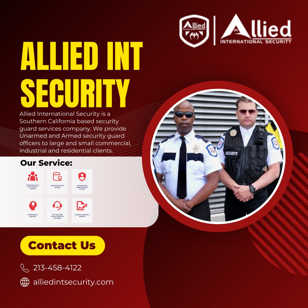 allied_guards's tweet photo. Not all security is the same.
We deliver discipline, presence &amp; protection where it matters most.
From retail stores to residential communities — we secure it all.
📞 213-458-4122
🌐 https://t.co/tDTG59987X
#SecurityExperts #LicensedSecurity #BusinessSecurity #HomeSecurity https://t.co/Va01Ijx7WE