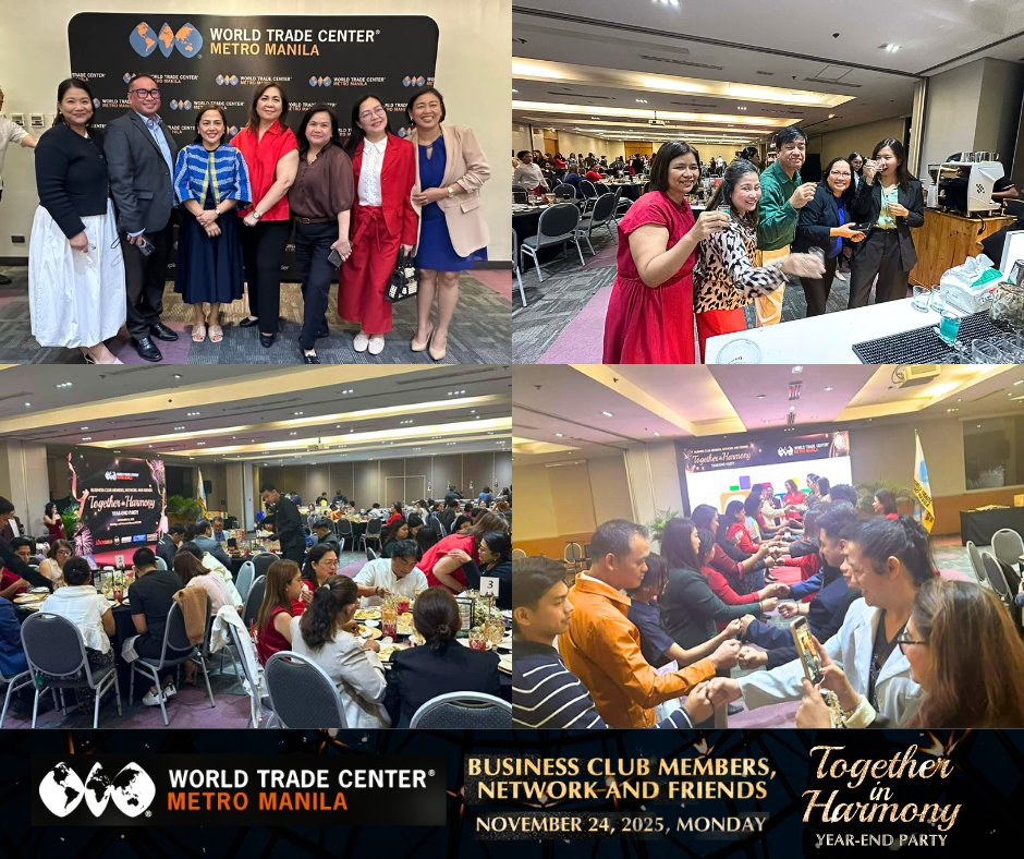 The World Trade Center Metro Manila Business Club Year-End Party was a great success! Thanks to everyone who made the event memorable. Cheers to a successful year —and an even better one ahead! 🥂

#WTCMM #WTCMMBusinessClub #YearEndParty #BusinessClub