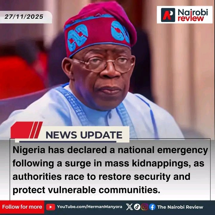 NairobiReviewKE's tweet image. National emergency declared in Nigeria after a spike in mass kidnappings shocks the nation. Authorities promise swift action. #Nigeria #Breaking #SecurityAlert