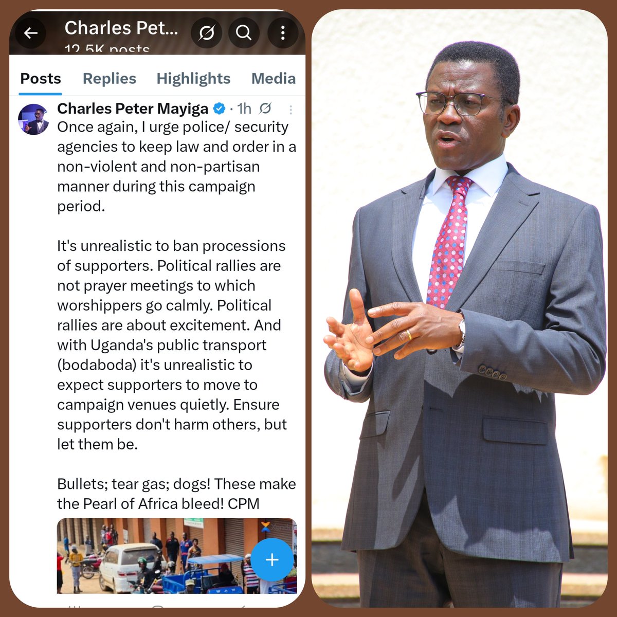Katikkiro <a href="/cpmayiga/">Charles Peter Mayiga</a> alabudde ku ngeri poliisi gy'eyisaamu abantu mu biseera bino eby'okunonya akalulu!

"Once again, I urge police/ security agencies to keep law and order in a non-violent and non-partisan manner during this campaign period......Bullets; tear gas; dogs! These