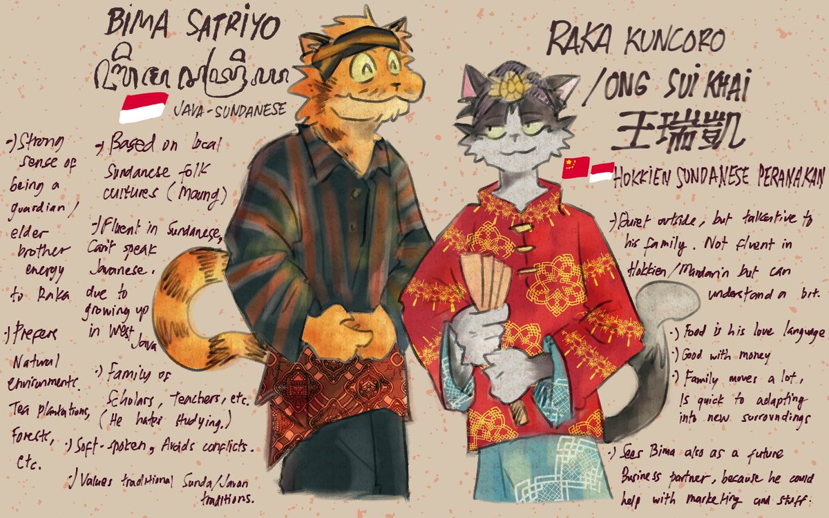 RRRAH finally did research on Bima and Raka's cultural heritages. #rkgk #ケモノ #furryoc #furry