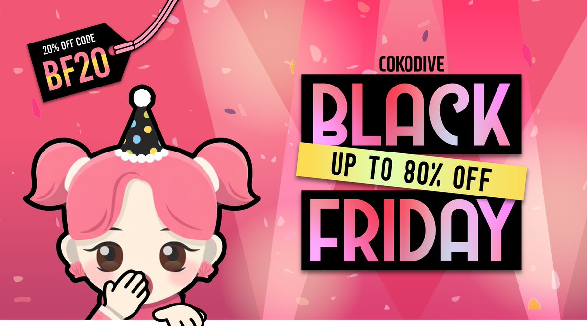 cokodive's tweet photo. 🎁 BLACK FRIDAY GIVEAWAY 🎁

We are picking 10 WINNERS to receive their FAVORITE ITEM from Cokodive for FREE!

📝 HOW TO ENTER:

- Follow @cokodive
- Comment your fav item from https://t.co/3d150CerH6
- Repost this tweet! 🔁

➖➖➖

🚨 THE SALE IS LIVE! Don't miss out on these deals: ✅ 20% OFF SITEWIDE: Code BF20
✅ UP TO 80% OFF: Special Zone 
✅ FREE ALBUM: Just pay shipping!

👇 SHOP NOW & FIND YOUR ITEM! https://t.co/3d150CerH6