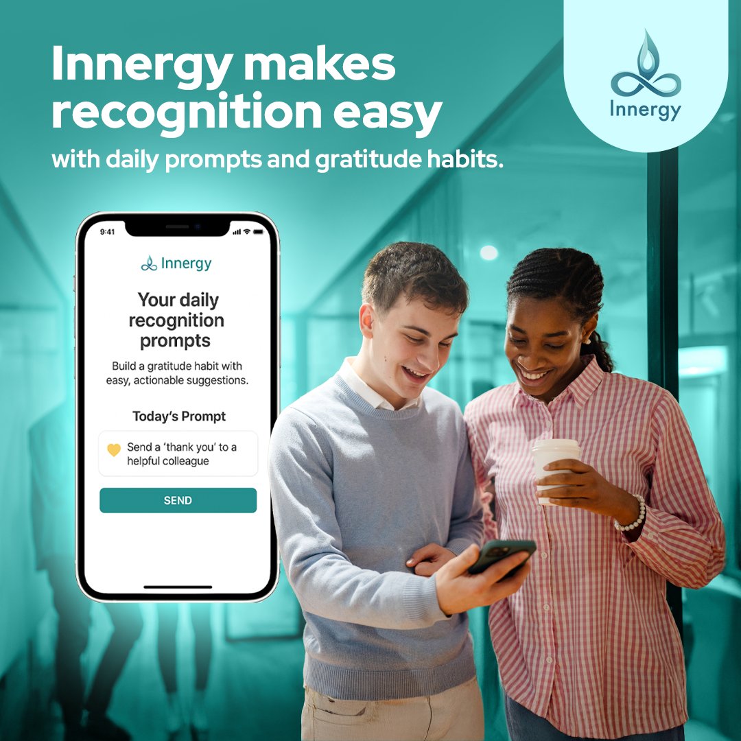 innergyapp's tweet image. Recognition and appreciation are powerful culture builders.

With Innergy’s daily prompts and gratitude habits, teams feel seen, valued, and motivated to bring their best every day. ✨

#EmployeeRecognition #WorkplaceCulture #InnergyApp