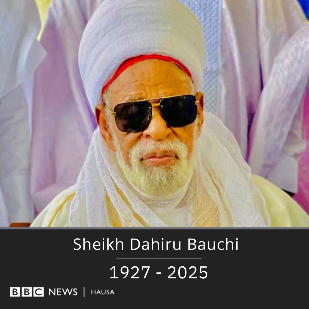 Jagoran ɗarikar Tijjaniyya a Najeriya, Sheikh Dahiru Usman Bauchi ya rasu ne da asubahin ranar Alhamis.

Majiyoyi daga iyalansa sun tabbatar wa BBC cewa malamin ya rasu ne a wani asibiti da ke jihar Bauchi.

Ƙarin bayani - bbc.in/4pzVLuj