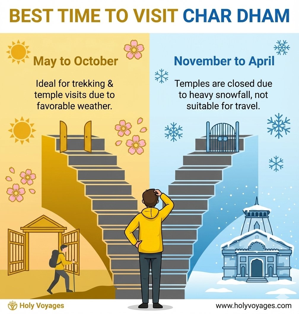 holyvoyages's tweet photo. 𝐁𝐞𝐬𝐭 𝐓𝐢𝐦𝐞 𝐭𝐨 𝐕𝐢𝐬𝐢𝐭: The Char Dham Yatra is typically undertaken from May to October, after which the temples are closed due to heavy snowfall.
https://t.co/2iijhqiLRg
097118 45432
#CharDhamYatra #Uttarakhand #Pilgrimage #TravelNews #2026Yatra #holyvoyages https://t.co/eqvTIBxfqD