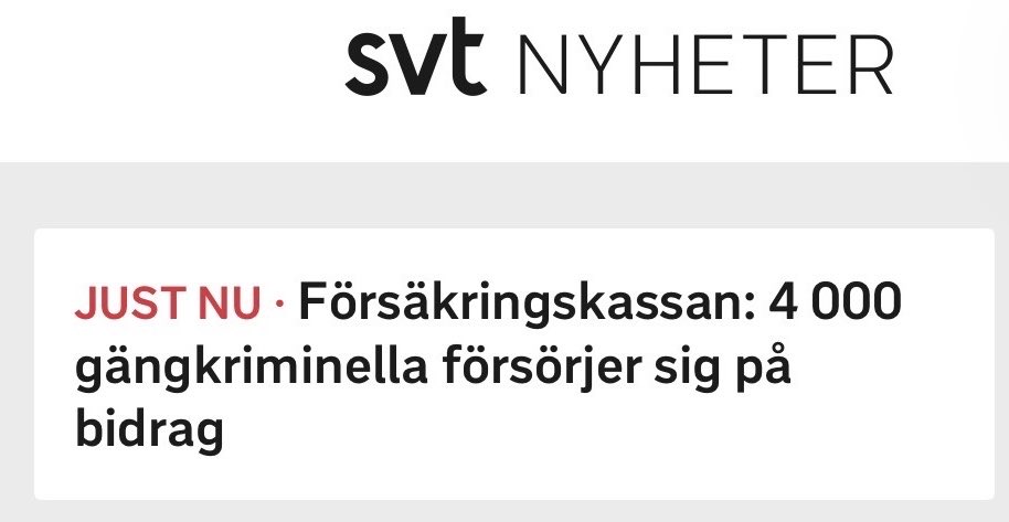 Det är djupt provocerande att 4000 gängkriminella lever på bidrag för att finansiera sin kriminella livsstil. Det kommer vi aldrig acceptera. Hårt arbetande människor ska kunna lita på att deras skattepengar går till den som har behov av och rätt till det, inte till kriminella.