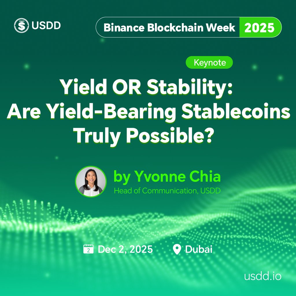 usddio's tweet image. Dubai, we’re coming! 🇦🇪

USDD will be speaking at Integration, Growth, and New Crypto Cycle Forum during Binance Blockchain Week — diving into the future of stablecoins. @RootDataCrypto 

🎙 Speaker: @yvchiax 
🗣 Topic: Yield OR Stability: Are Yield-Bearing Stablecoins Truly…