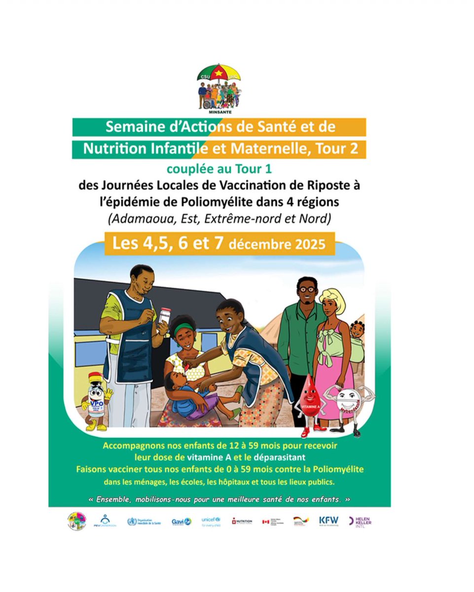 Angy_Create's tweet photo. 🚨🚨Breaking news🚨🚨
Du 04-07 décembre prochain, dans la région du centre aura lieu le tour 2 de la semaine d’action de santé et de nutrition infantile et maternelle.
Semaine au cours de laquelle les enfants seront : supplementer en vitamine A et deparasiter

#SASNIM2 #2025/JV2 https://t.co/mn1O56dkHH