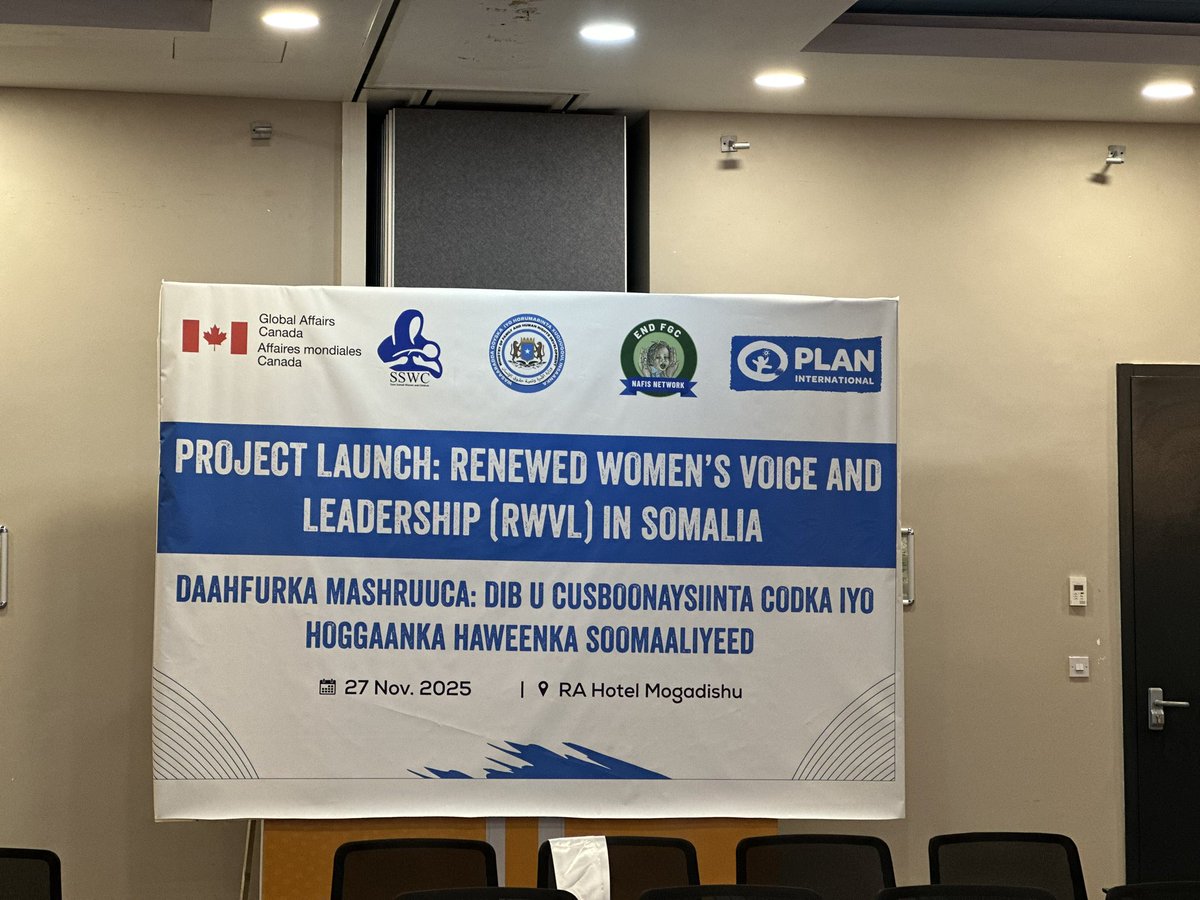 PlanInt_Som's tweet photo. Now In Mogadishu we are launching Renewed Women’s Voice and Leadership in Somalia funded by Global Affairs Canada. 

#WomensVoiceLeadership  #GenderEquality #GAC #WROs https://t.co/vVqRjVFClG