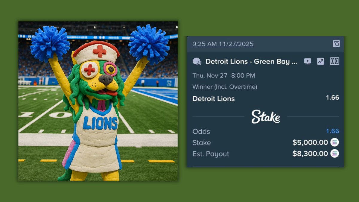 gambadogs's tweet image. Just slammed 5K on the Detroit Lions like a TRUE GAMBA DOG
1.66 odds? That’s a donation from Vegas