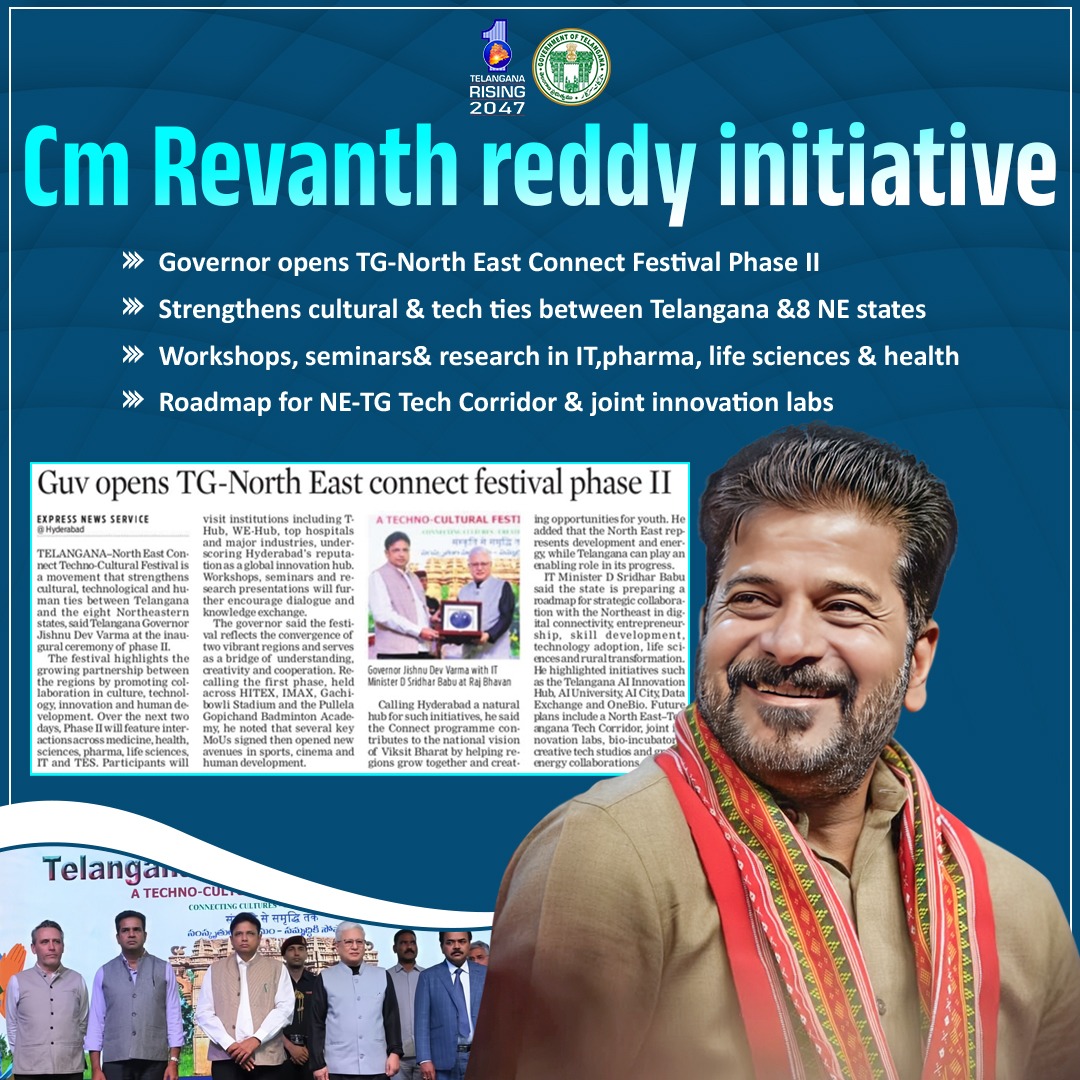 ts_aukat's tweet image. TG–NE Connect Phase–IIలో
హెల్త్, ఫార్మా, బయోటెక్ రంగాల్లో సంయుక్త R&amp;amp;D నడపేందుకు చర్చలు పూర్తయ్యాయి.
రెండు ప్రాంతాల శాస్త్రవేత్తలు, విద్యార్థులకు collaboration అవకాశాలు బలపడనున్నాయి.
#ResearchAndDevelopment #PharmaHub #Telangana #RevanthReddy #TechInnovation