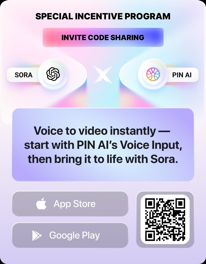 mis744's tweet image. @pinai_io 
PIN AI x Sora Invite Program!

Create videos from your voice with PIN AI and bring them to life using Sora.
Use my referral code to join:
t.me/hi_PIN_bot/app…

 Available on App Store &amp;amp; Google Play
Good luck my friend 🤞 🍀 

#PinAI #Sora #AI #Referral #VoiceToVideo